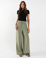 Florence Wide Leg Pants - Dark Sage