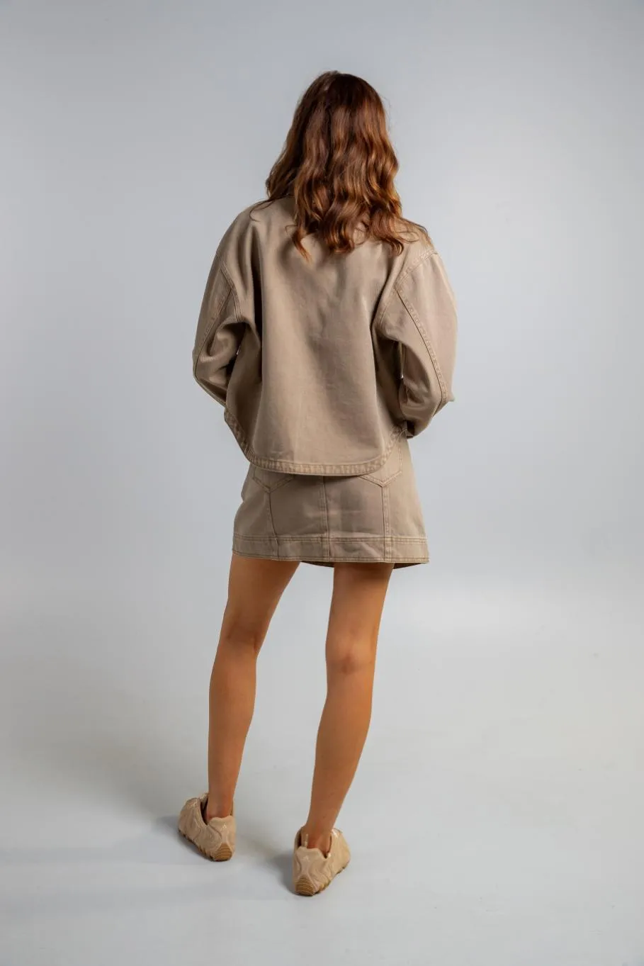 Clare Cropped Denim Jacket - Olive