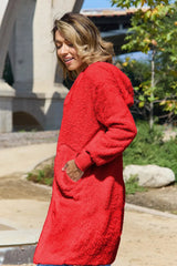 Alba Hooded Teddy Bear Jacket - Deep Red - Go - Dolly