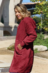 Alba Hooded Teddy Bear Jacket - Deep Red - Go - Dolly