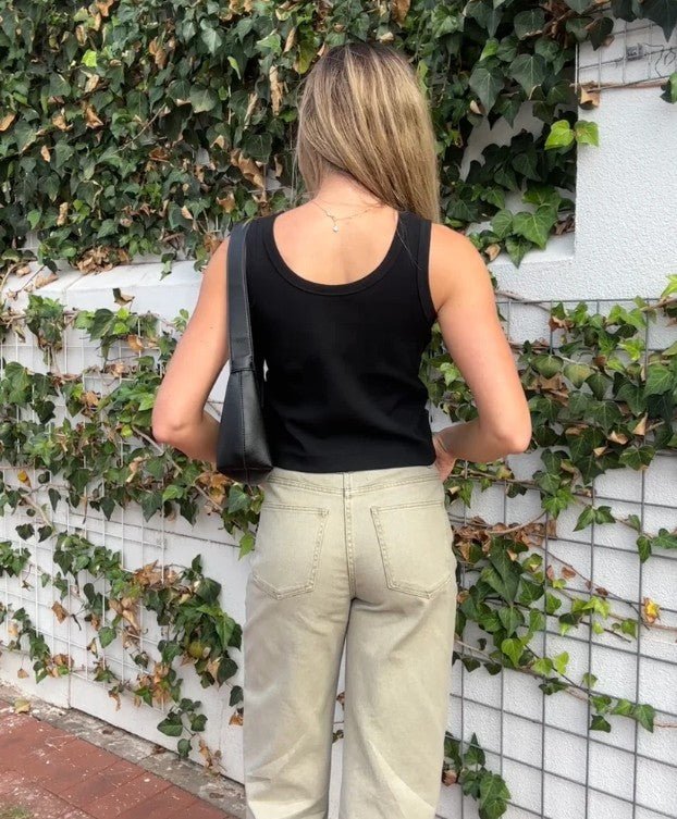 Alba Ribbed Tank - Black - Go-Dolly