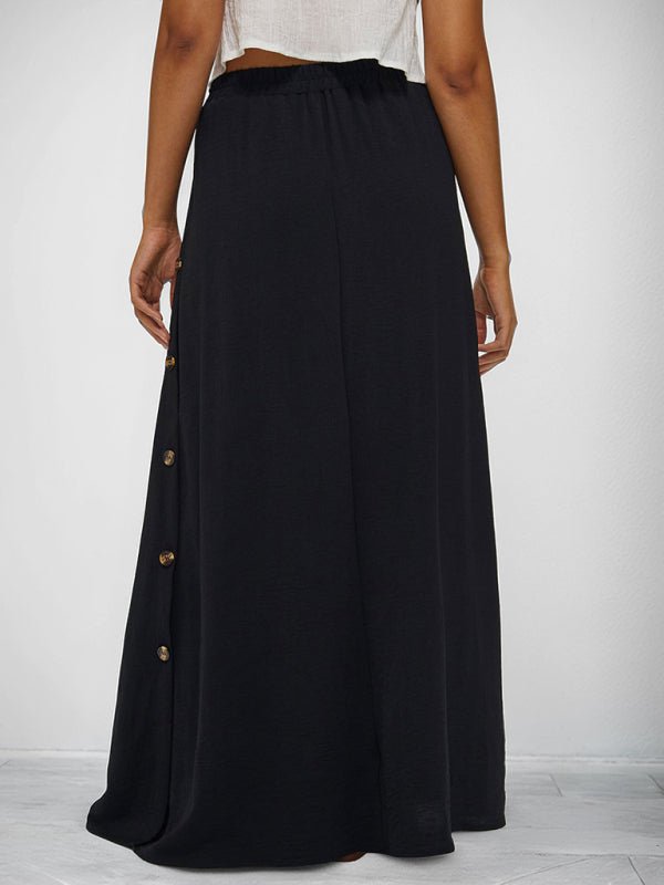 Alexie Buttoned Maxi Skirt - Black - Go - Dolly