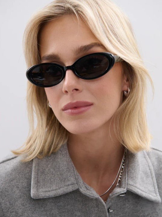 Anderson Oval Frame Sunglasses - Black - Go - Dolly