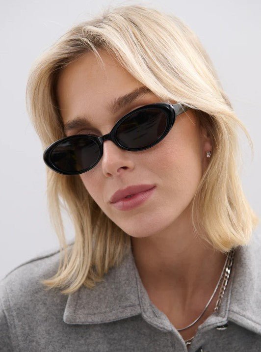 Anderson Oval Frame Sunglasses - Black - Go - Dolly