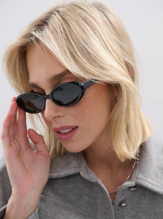 Anderson Oval Frame Sunglasses - Black - Go - Dolly