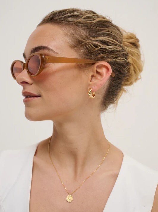 Anderson Oval Frame Sunglasses - Caramel - Go - Dolly