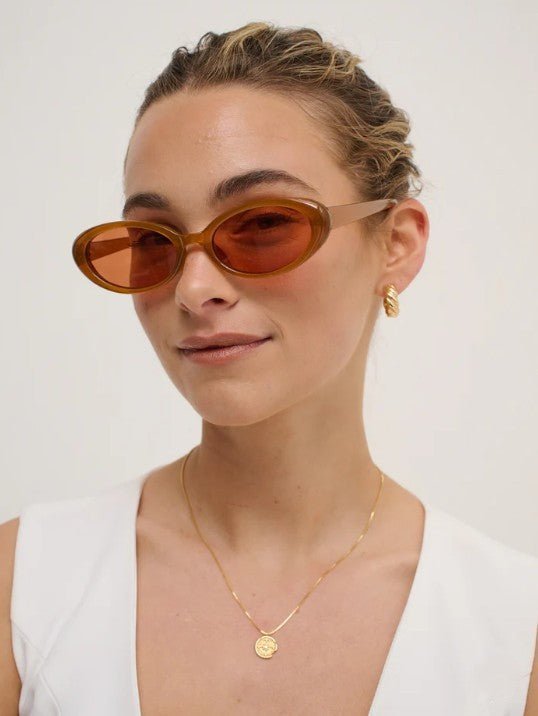Anderson Oval Frame Sunglasses - Caramel - Go - Dolly