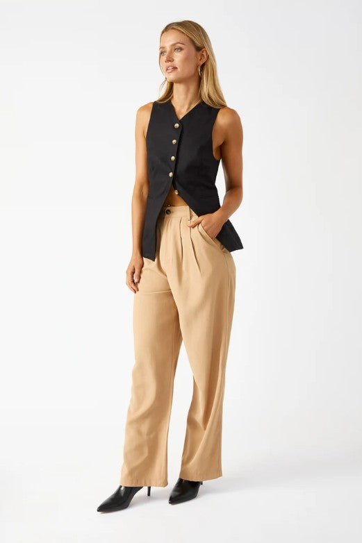 Arch Linen Vest - Black - Go-Dolly