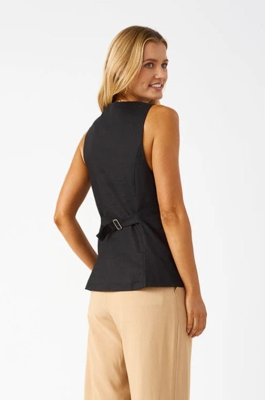 Arch Linen Vest - Black - Go-Dolly