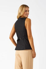 Arch Linen Vest - Black - Go-Dolly