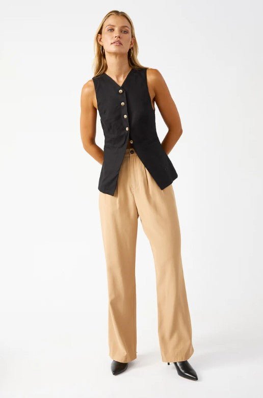Arch Linen Vest - Black - Go-Dolly