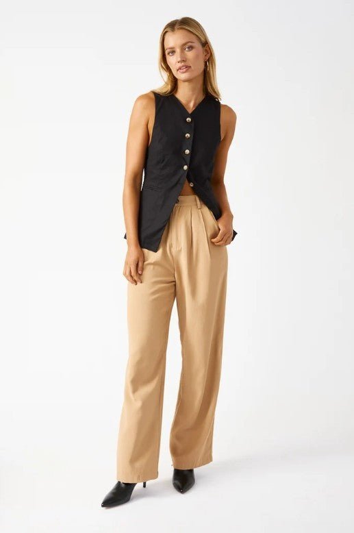 Arch Linen Vest - Black - Go-Dolly