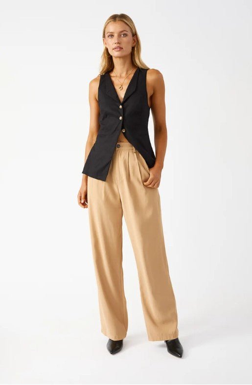 Arch Linen Vest - Black - Go-Dolly
