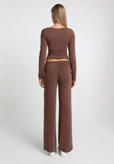 Ari Straight Leg Jersey Pants – Chocolate - Go-Dolly