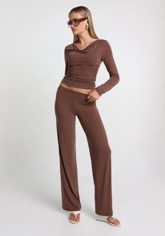 Ari Straight Leg Jersey Pants – Chocolate - Go-Dolly