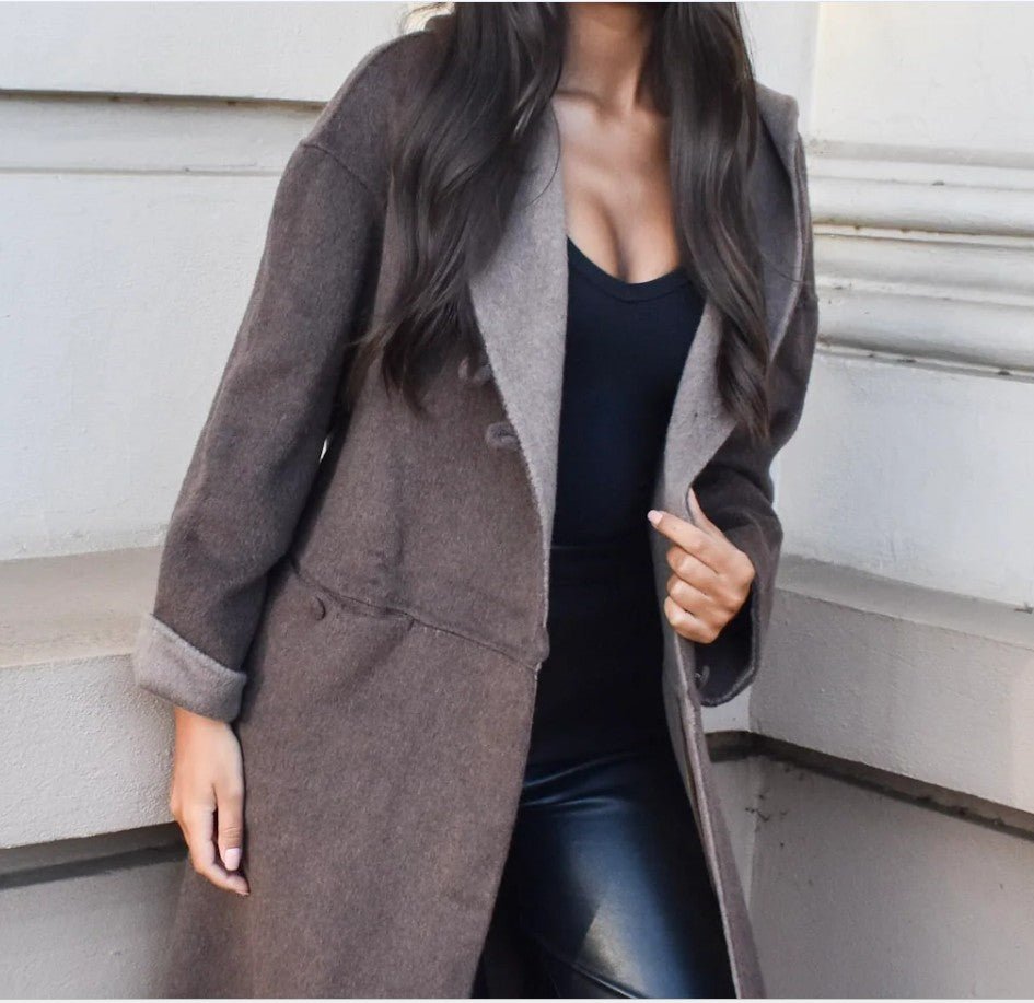 Astrid Wool Blend Jacket - Brown - Go - Dolly