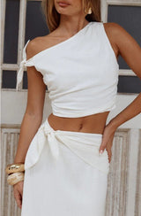 Azariah Off Shoulder Tie Top - Off White - Go - Dolly