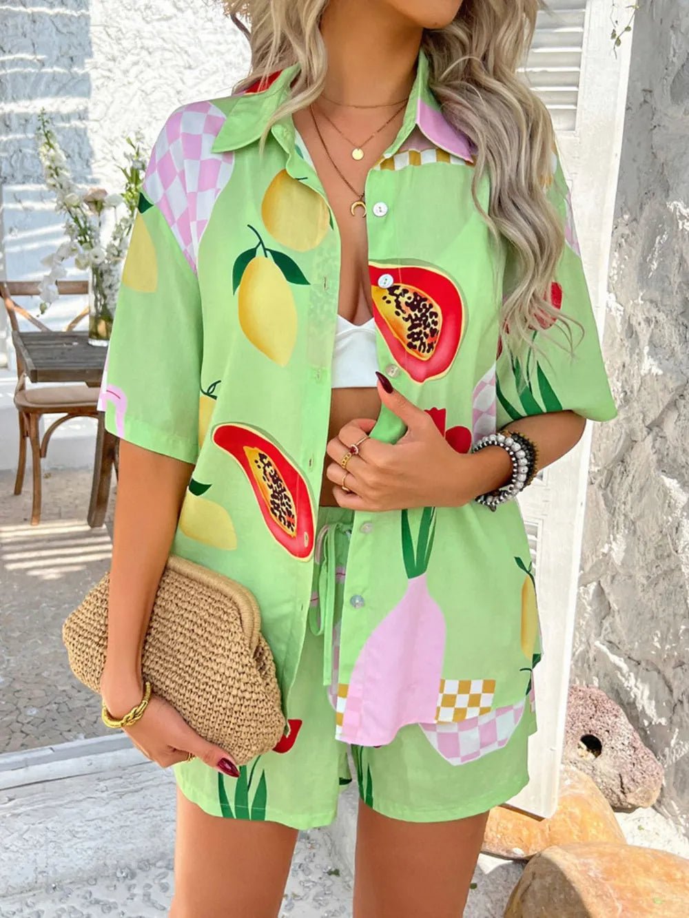 Back to You Shorts and Top Set - Blue and Green - Go - Dolly