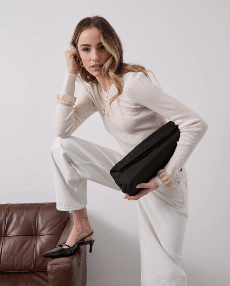 Becca Suede Clutch Bag - Black - Go - Dolly