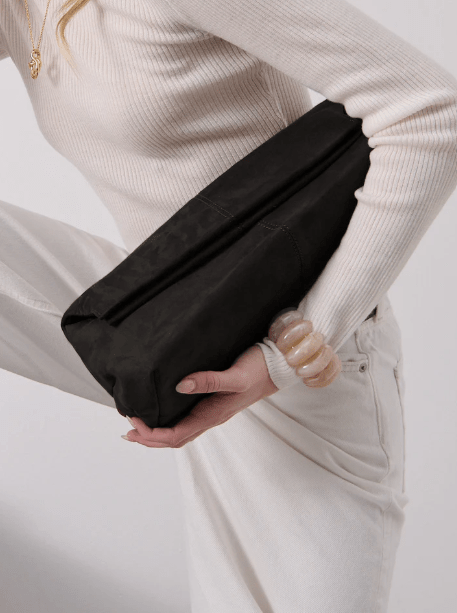 Becca Suede Clutch Bag - Black - Go - Dolly