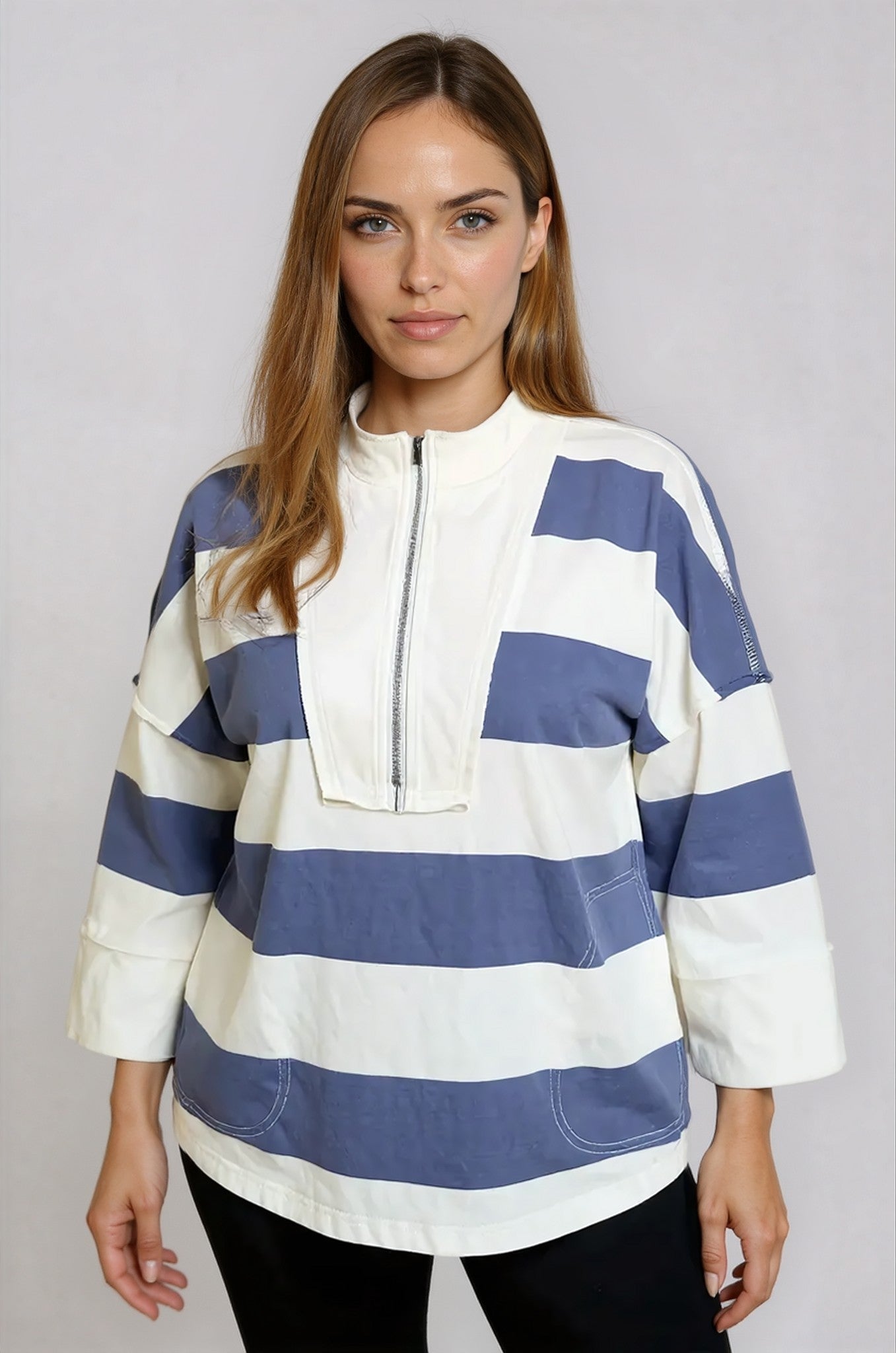 Bellevue Pullover Sweater - Blue Striped - Go - Dolly