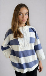 Bellevue Pullover Sweater - Blue Striped - Go - Dolly