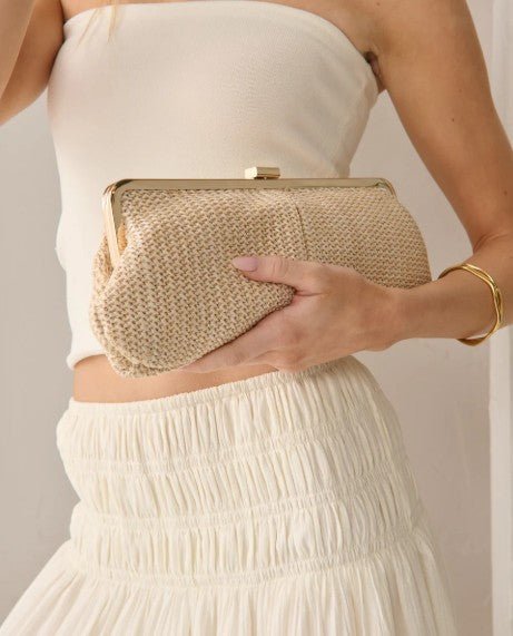 Bianca Straw Clutch Bag - Beige - Go - Dolly