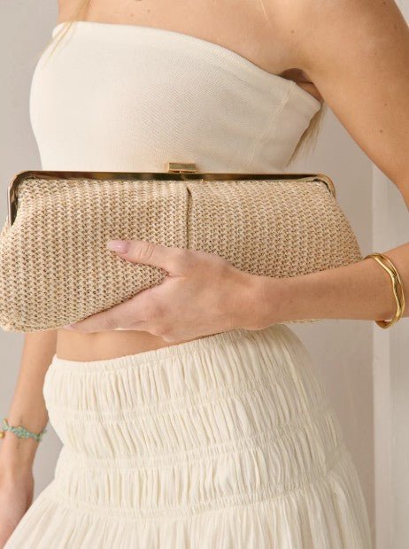 Bianca Straw Clutch Bag - Beige - Go - Dolly