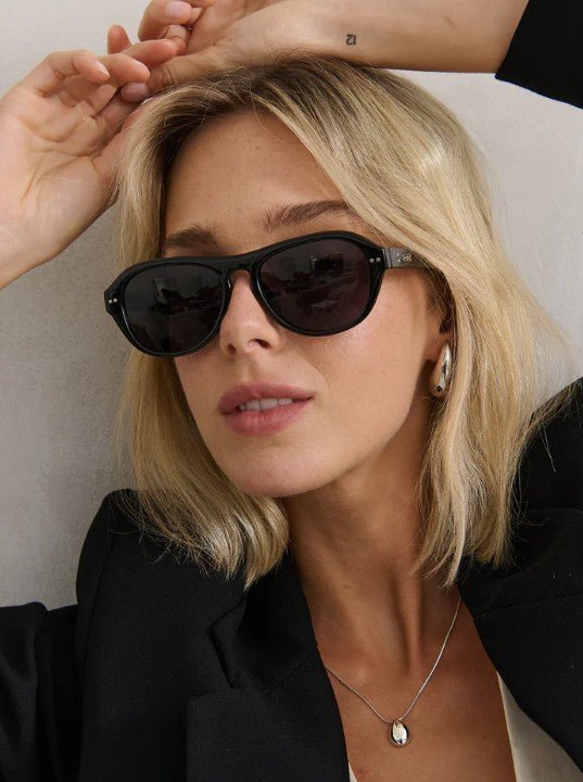 Blanc Round Frame Sunglasses - Black - Go - Dolly