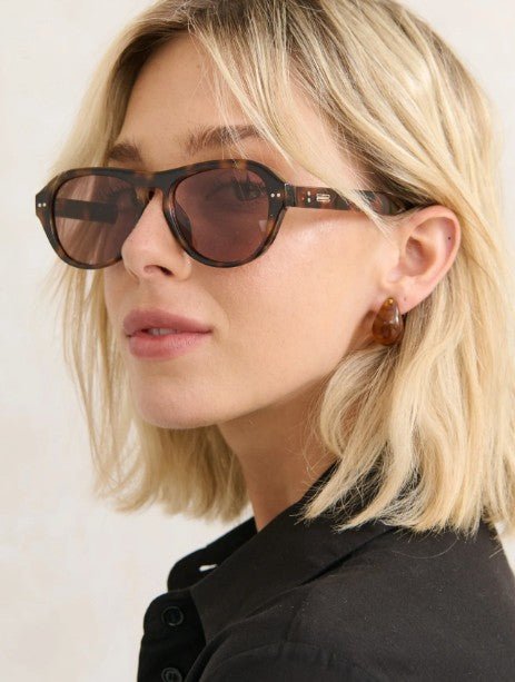 Blanc Round Frame Sunglasses - Dark Tort - Go - Dolly