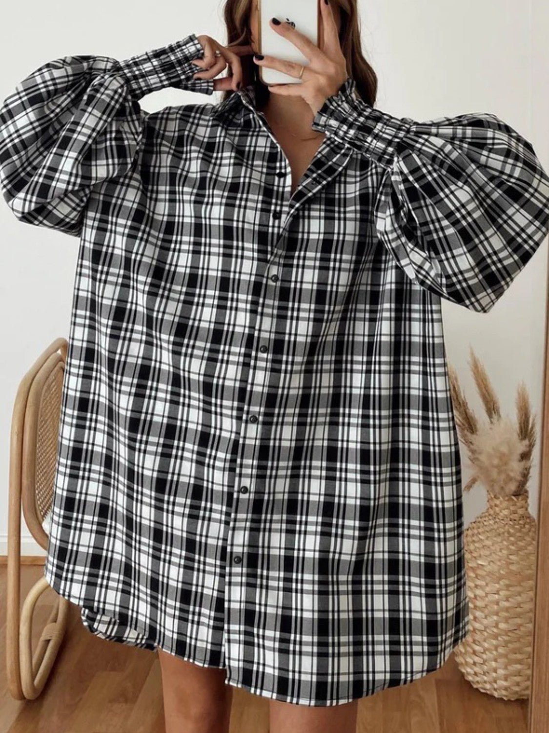Camden Oversized Shirt - Brown Check - Go - Dolly