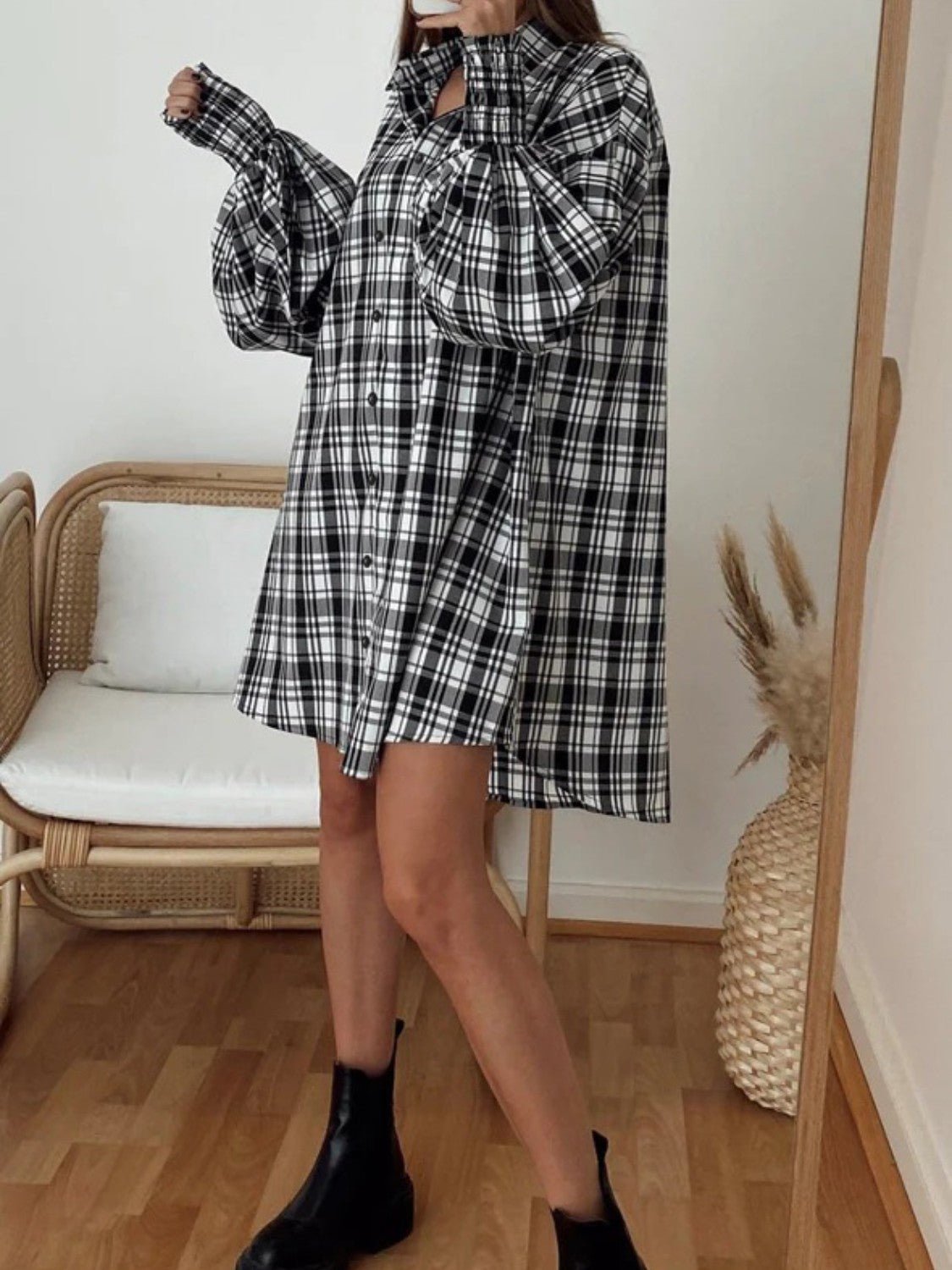 Camden Oversized Shirt - Brown Check - Go - Dolly