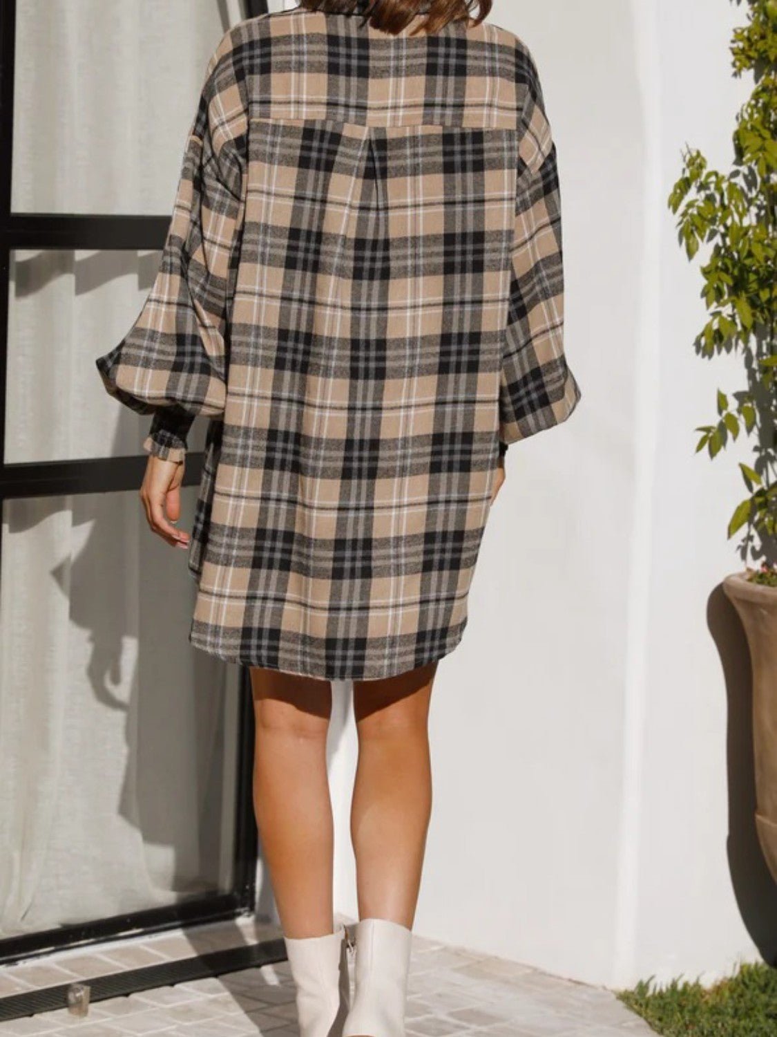 Camden Oversized Shirt - Brown Check - Go - Dolly