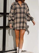 Camden Oversized Shirt - Brown Check - Go - Dolly