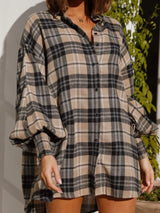 Camden Oversized Shirt - Brown Check - Go - Dolly