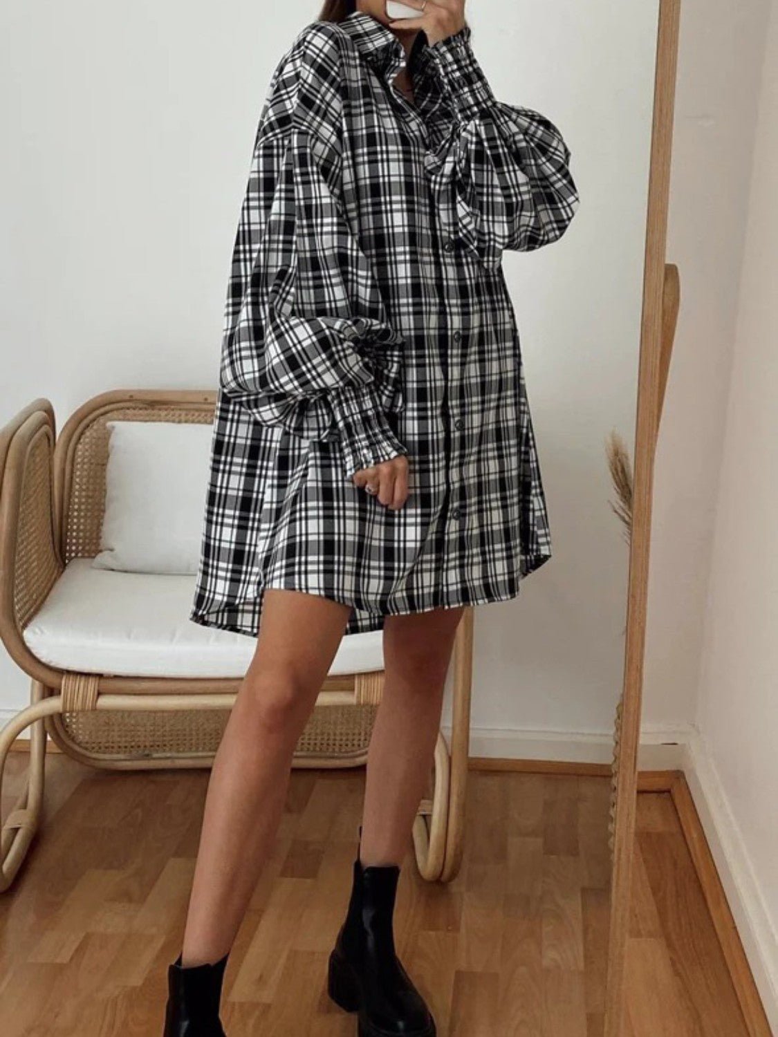 Camden Oversized Shirt - Brown Check - Go - Dolly