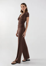 Caprice V Neck Top - Chocolate - Go-Dolly