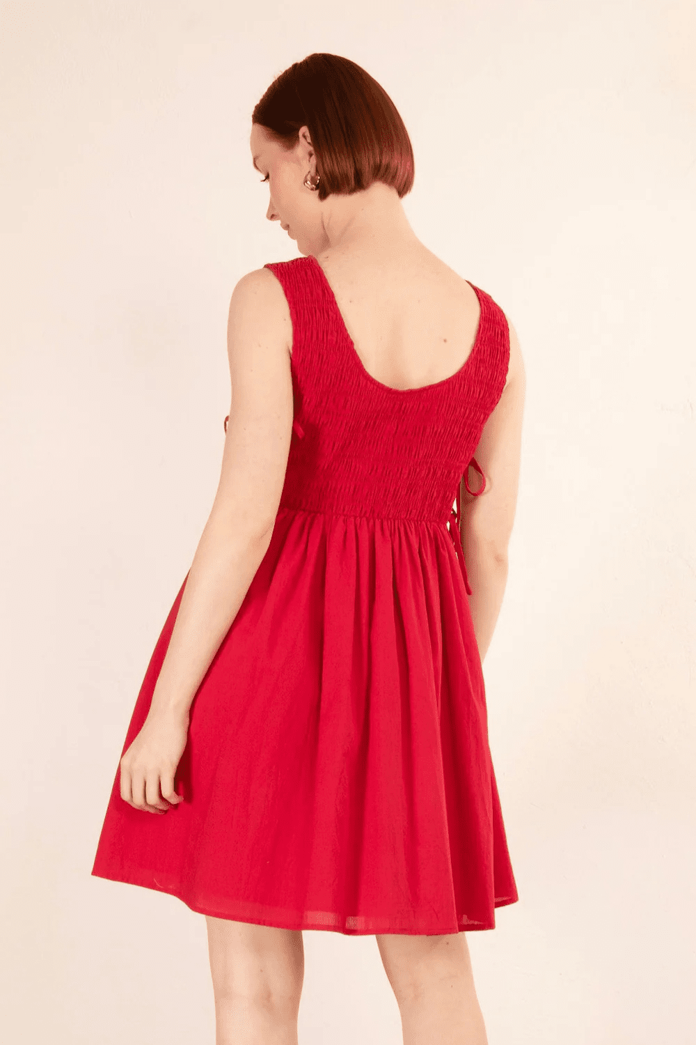 Carman Smocked Mini Dress - Red - Go - Dolly