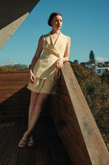 Side view of the Clare Shorts Two Piece Set highlighting the clean, structured design.