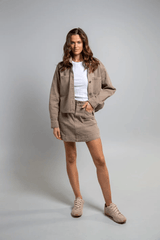 Clare Cropped Denim Jacket - Olive - Go - Dolly