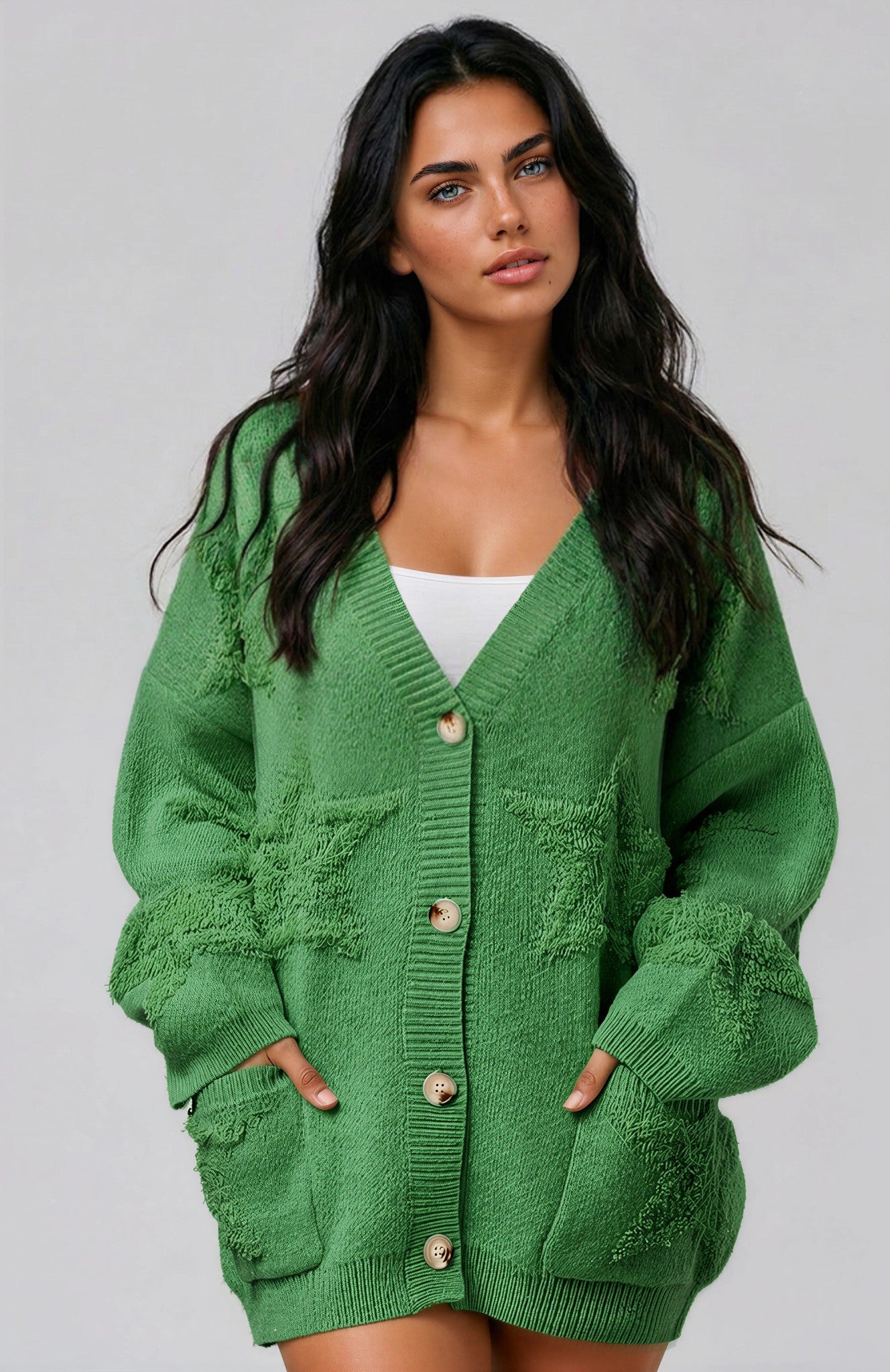 Codie Relaxed Fit Cardigan - Light Green - Go - Dolly
