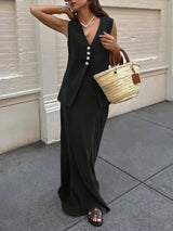 Codie Vest and Maxi Skirt Set - Black - Go - Dolly