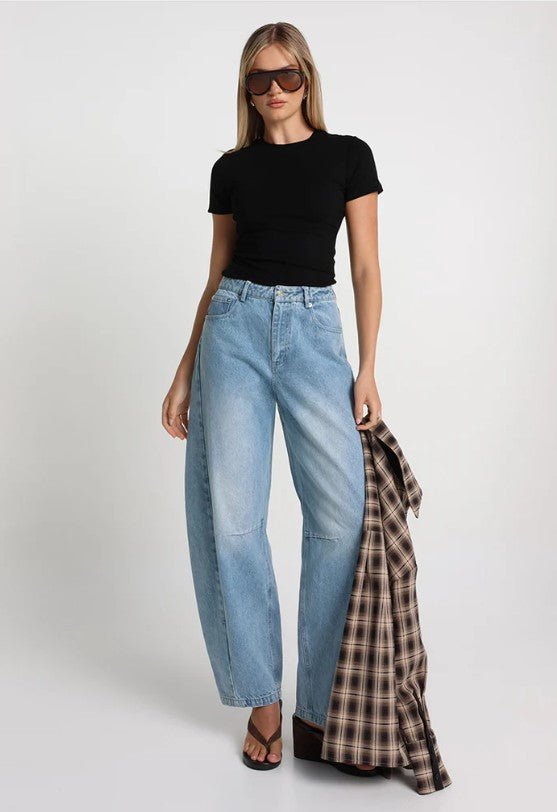 Cora Barrel Jeans - Light Denim - Go-Dolly