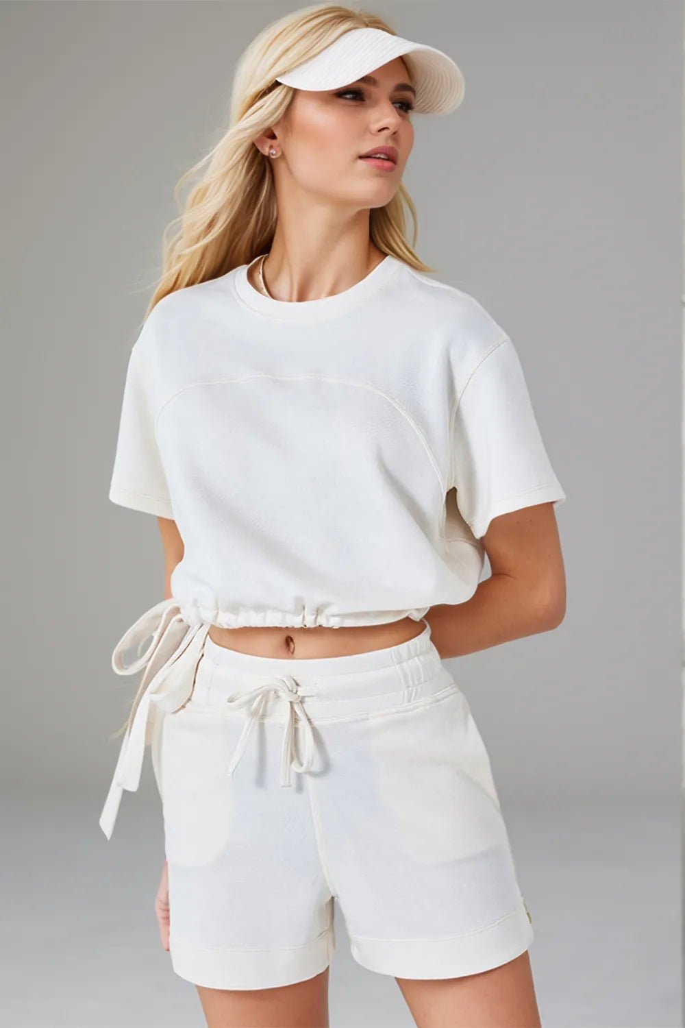 Cuba Drawstring Cropped Top - White - Go - Dolly