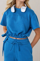 Cuba Drawstring Cropped Top - White - Go - Dolly