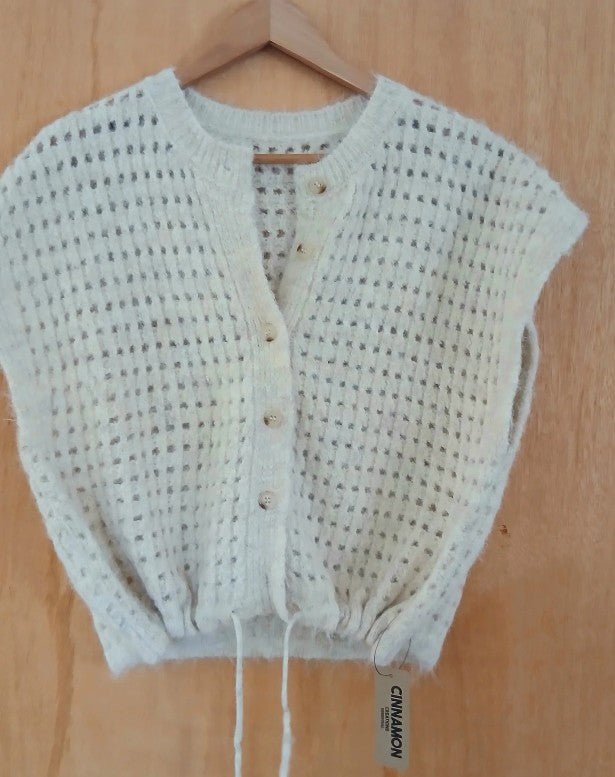Danika Crop Knit Cardigan - Ivory - Go-Dolly