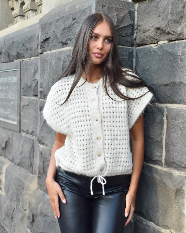 Danika Crop Knit Cardigan - Ivory - Go-Dolly