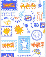 Flat lay of the Dinner Date Two Piece Set showing exclusive hand-sketched 'La Dolce Vita' print.