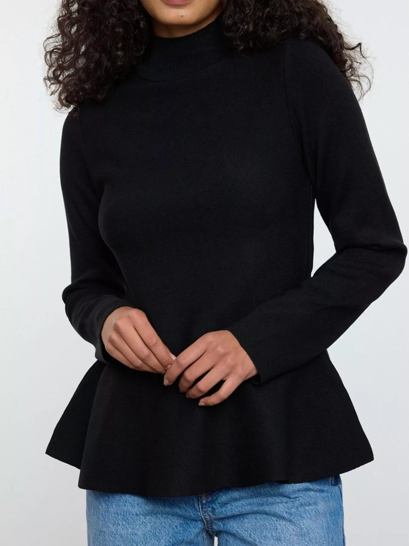 Ellie Peplum Sweater – Grey - Go - Dolly