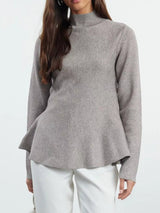 Ellie Peplum Sweater – Grey - Go - Dolly